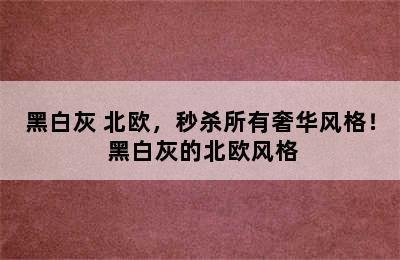 黑白灰+北欧，秒杀所有奢华风格！ 黑白灰的北欧风格